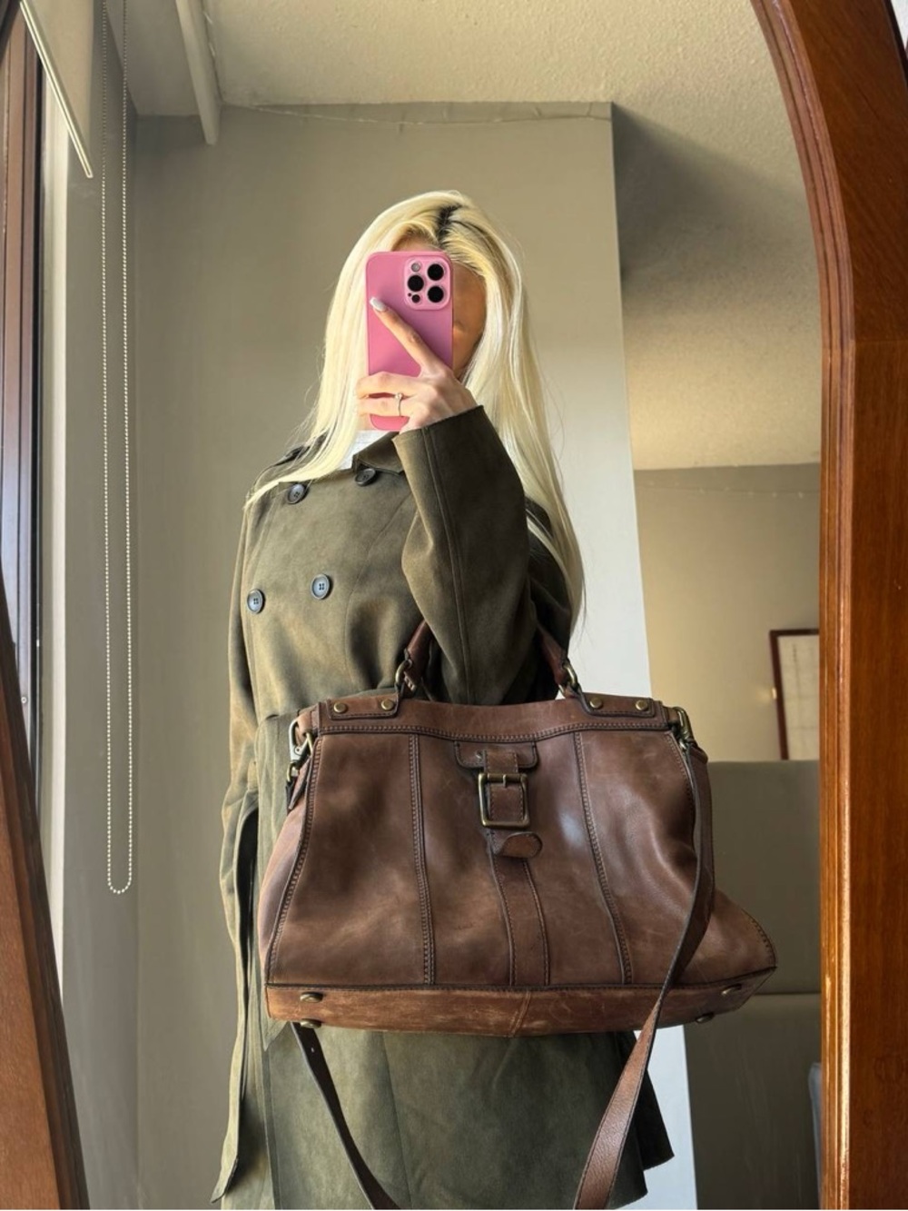 Fossil Rare Vintage Brown Leather Top-Handle Satchel